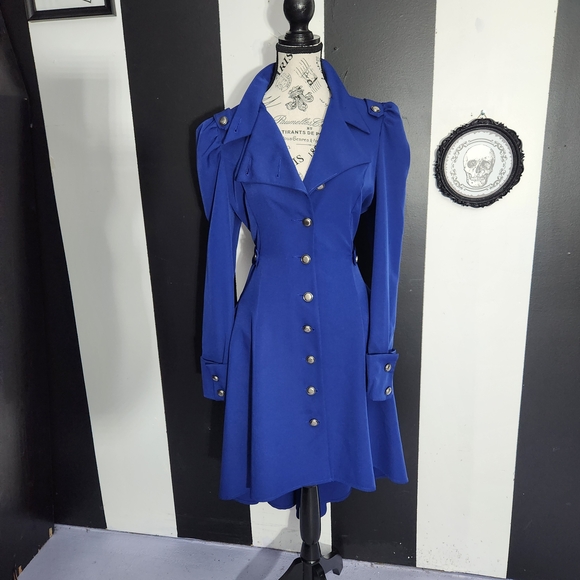 Cider Royal Blue Trench Coat - Picture 3 of 6